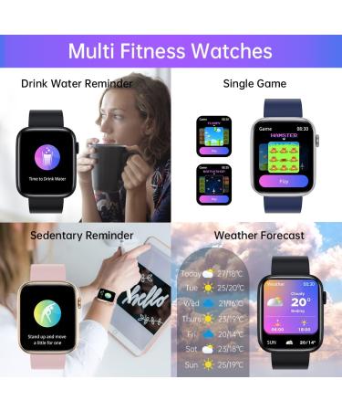 Smart Watch, 1.9" Full Touch Screen Smart Watch for Android & iOS Phones with Heart Rate & Blood Oxygen Monitor, 123 Sport Modes,Voice Assistant, Fitness Smart Watch for Women Men Black - Buy Online on GoSupps.com