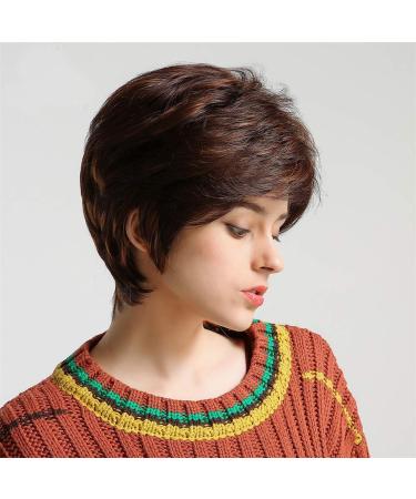 Shop Short Brown Brazilian Wavy Curly Synthetic Wig for Women - Perfect for 50s 60s 70s 80s Cosplay | International Shipping Available - Buy Online on GoSupps.com