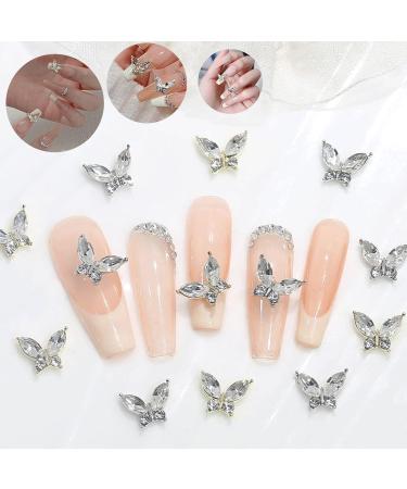 20PCS 3D Butterfly Nail Charms - Gold & Silver Metal Rhinestones for Nail Art DIY - Buy Online on GoSupps.com