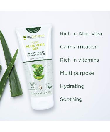 PraNaturals Pure Aloe Vera Gel 200ml - Soothes, Hydrates, Rich in Vitamins - Ideal for All Skin Types - Cruelty-Free & Vegan - Buy Online on GoSupps.com