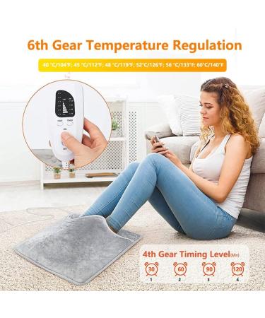 Electric Foot Warmer with 6 Heat Levels & Timers | Washable 40x40cm Heat Pad for Back Pain Relief | EU Plug International Shipping - Buy Online on GoSupps.com