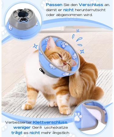 Supet Adjustable Halskrause Cat Collar - Post-Surgery Recovery Cone for Dogs & Cats (Blue M - Neck 21.5-30.5cm) - Buy Online on GoSupps.com