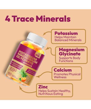 MoodMingle Potassium Magnesium Glycinate Supplement Gummies - High Absorption Potassium Chews - with Calcium Vitamins B6 B12 C D3 K2 Zinc - Vegan Sugar-Free Gluten Free for Kids Adults 60 Count (Pack of 1) - Buy Online on GoSupps.com