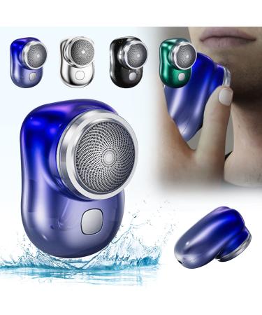 Mini Shaver Portable Electric Shaver, Pocket Portable Electric Shaver Wet and Dry Electric Shavers for Men, USB Mini Shaver Charging Suitable for Home, Car, Travel (Blue)