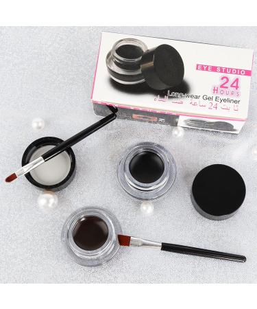Erinde Black Brown Gel Eyeliner Set with 2 Eye Makeup Brushes | Waterproof, High Pigmented, Long Lasting Smudge-Proof Cream Gel Eyeliner | Makeup Gift Kit - Buy Online on GoSupps.com