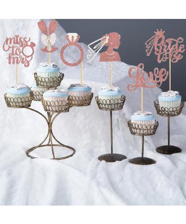 SAMOKA Wedding Cake Toppers 24 PCS Wedding Engagement Party Cake Decorations Bridal Shower Wedding Engagement Party Supplies - Buy Online on GoSupps.com