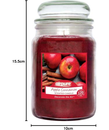 AIRPURE Large Candle Scented Apple Cinnamon Fragrance 18oz Jar 120 Hour Ornamental Candles Fill The Room with a Warm and Homey Fragrance for The Bedroom Bathroom Family Room or Office - Buy Online on GoSupps.com