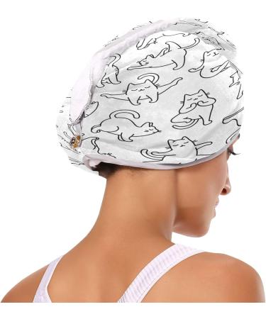 Cute Cat Dry Hair Cap Set | 2-Piece Quick Drying Towel & Button Headband | Super Absorbent & Soft Comfort - Buy Online on GoSupps.com