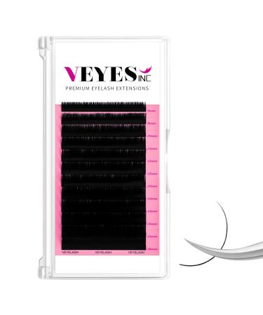 VEYES Classic Individual Lash Extensions 0.03-0.20 C/CC/D Curl 8-20mm Mixed & Single Length Volume Eyelashes Tray Matte Black Professional Supplies for Lash Techs (0.07 D 12mm)