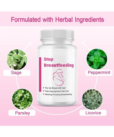 SHUNNIUB Stop Breastfeeding Products Weaning Postpartum Essentials for Women Dry Up Breastmilk Supply & Stop Pumping Engorgement Pain Fast 60 Capsules Pills - Buy Online on GoSupps.com