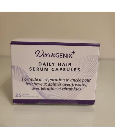 Dermgenix Daily Hair Serum Capsules Advanced Keratin and Ceramide Repair Formula for Damaged and Frizzy Hair (25 ct) - Buy Online on GoSupps.com