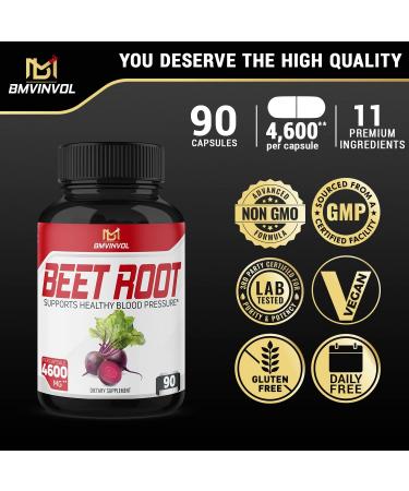 Beet Root Capsules 4600mg Herbal Equivalent - 11in1 Powerful Blend for Healthy Blood Pressure & Immune System - 3 Months Supply - Buy Online on GoSupps.com