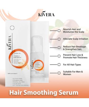 KIVERA Jojoba Oil + Vitamin E Hair Growth Serum - 1.69 Fl Oz - For Thicker, Frizzy, and Damaged Hair - Men & Women's Hair Smoothing - Buy Online on GoSupps.com
