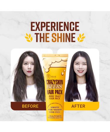 CRAZY SKIN Beers Hair Pack - German Beer Yeast Hair Treatment Mask - Protein, Keratin, Argan Oil, Collagen - Repair Dry, Damaged Hair - 200g x 2 - Buy Online on GoSupps.com