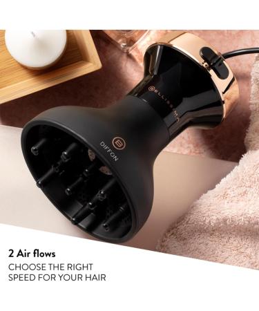 Bellissima Ceramic Diffon Hot Air Diffuser for Curly Hair | 2 Air/Temperature Combinations | Gentle Heat Technology | Frizz-Free Curls | 700W UK Plug | Black/Rosegold - Buy Online on GoSupps.com