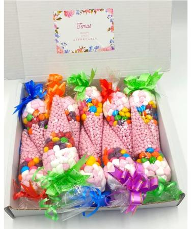 10 X Prefilled Sweet Cones Party Bag Ribbon Bow Design| Adult & Kids Party Bags & Party Favour | Baby Shower |Variety Flavours- Millions Marshmallow Skittles (Strawberry Millions - Pink) - Buy Online on GoSupps.com