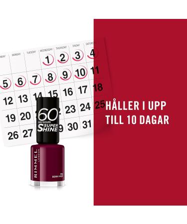 Rimmel 60 Seconds Super Shine Colour Block Nail Polish - Ultra Shine and Long Lasting - Quick Drying 712 Berry Pop 8 ml (Pack of 1) - Buy Online on GoSupps.com