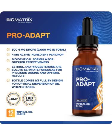 BioMatrix Pro-Adapt Progesterone in Oil (4mg per Drop, 500 Drops) - Micronized with Vitamin E | Superior to Progesterone Cream | 50% More Product - Buy Online on GoSupps.com