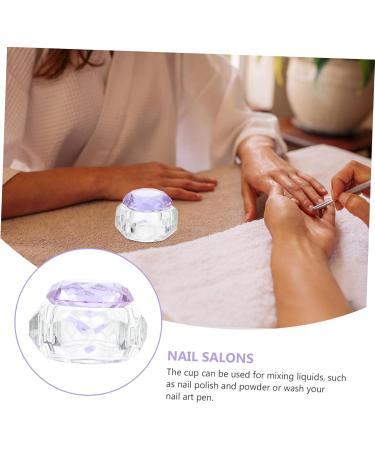 Ipetboom Manicure Cups Nail Art Crystal Cup Purple White Crystal Glass With Cover Nail Art Liquid Cup - Buy Online on GoSupps.com