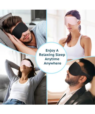 BeeVines 2 Pack Sleep Mask - 100% Blackout 3D Eye Masks for Men & Women | Zero Pressure for Side Sleepers | Includes Travel Pouch (Black & Pink - Buy Online on GoSupps.com