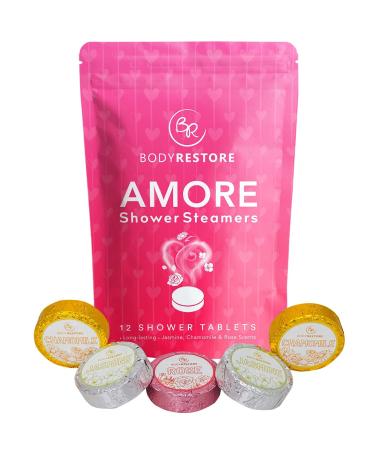 BodyRestore Shower Steamers Aromatherapy - 12 Pack Shower Bombs for Women - Jasmine, Chamomile, Rose Essential Oil Shower Tablets, Stress Relief and Relaxation Bath Gifts for Women and Men…
