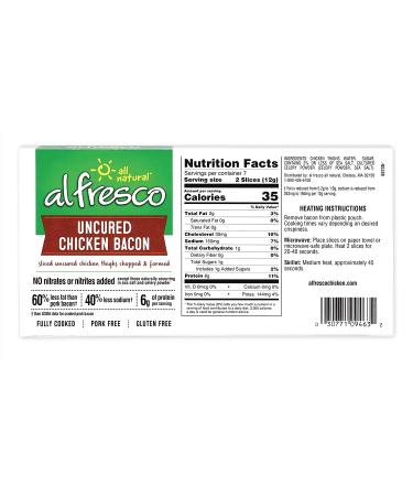 al fresco Fully Cooked Uncured Chicken Bacon 3 oz - Delicious & Convenient Bacon Alternative - Buy Online on GoSupps.com