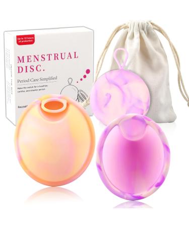 Menstrual disc 2 pieces of menstrual cup cleaning tablets period disk with outlet protection BPA-free menstrual disk with tab and outlet protection for active women swimming