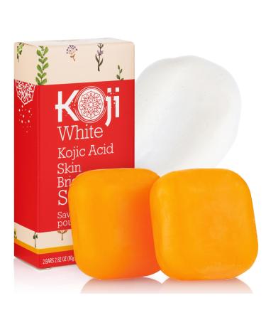 Koji White Pure Kojic Acid Soap for Exfoliating Face & Body Vegan Soap 80g of 2 Bars