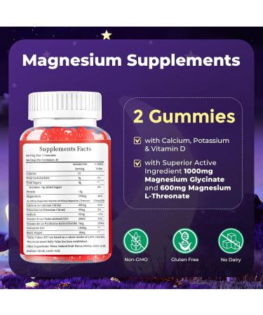 Liposomal Magnesium Complex 190mg for Kids Per Serving Magnesium Glycinate with L-Threonate Vitamin D3 CoQ10 L-Threonate Gummies for Rest Support Sugar/Gluten Free 60 Count - Buy Online on GoSupps.com