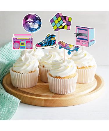 48Pcs Roller Skating Cupcake Toppers - Game Retro Throwback 80S 90S Decade Hip Hop Theme Decor Supplies - Boys Girls Happy Birthday Music Party Decorations - Buy Online on GoSupps.com
