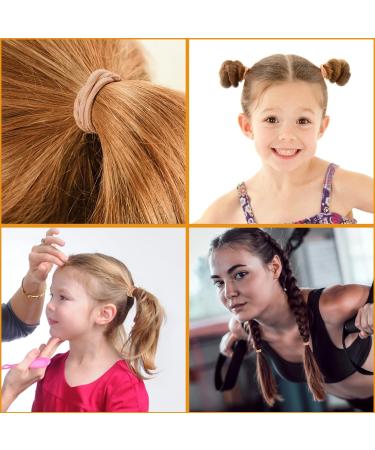 100pcs Khaki 2mm Elastic Hair Bands for Kids - Soft, Metal-Free Ponytail Holders in Brown - Buy Online on GoSupps.com