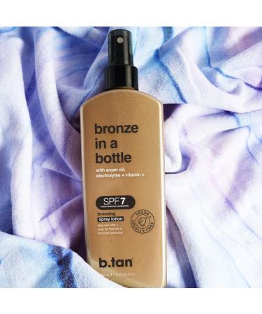 b.tan SPF 7 Sun Tanning Lotion Spray | Bronze In a Bottle - Best Tan Intensifier Browning Outdoor Bronzing Accelerator Packed with Argan Oil Electrolytes & Vitamin C Austrailian Brand 8.45 Fl Oz 8.45 Fl Oz (Pack of 1)  - Buy Online on GoSupps.com