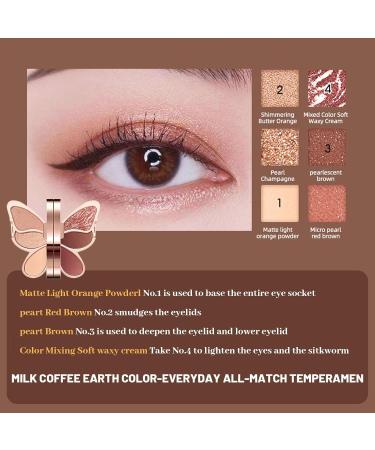 Butterfly Shape Eyeshadow Palette - Professional Nudes Warm Natural Eye Shadows Highly Pigmented | Blendable Natural 6 Colors Eyeshadow Cosmetics Kit Goforwealth Chocolate Mousse Color - Buy Online on GoSupps.com