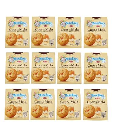 CAIYA 12 x Moulin Blanc Apple Heart Biscuits with Apples 100% Italian Without Palm Oil Rich in Taste 300 g 12 Packs