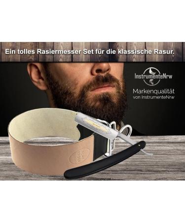 Premium Leather Cowhide String Belt Pull with Razor Beard Knife 5/8 | Gold Osts 2-Part Set | International Shipping from RW Germany - Buy Online on GoSupps.com