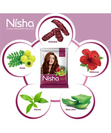 Nisha Natural Brown Hair Color Dye - Ammonia-Free Henna Powder (Pack of 10 15g) - International Shipping Available - Buy Online on GoSupps.com