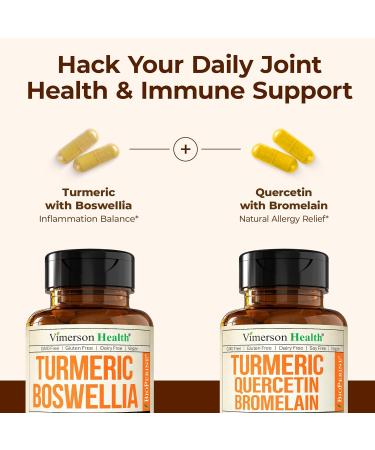Boswellia Turmeric Curcumin Supplement + Quercetin with Bromelain Bundle Allergy Relief Joint Health & Immune Support with Ginger Root Organic Turmeric Powder Black Pepper (Bioperine) - Buy Online on GoSupps.com