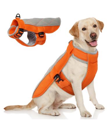 Hjumarayan cooling vest for dogs cooling vest dog with D-rings summer cooling coat for dog cooling hardware Breathable cooling dog vest dog cooling vest for hot summer days orange XXL XXL orange