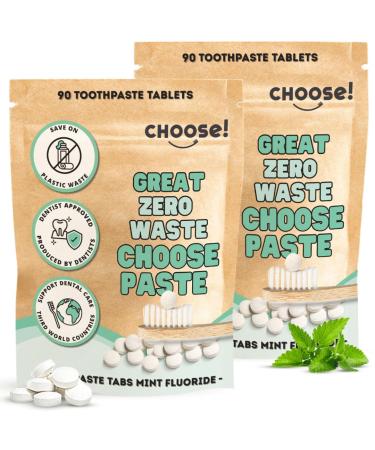 Choose tooth cleaning tablets - Family Box 180 Tabs |Tablets of natural toothpaste 3 months stockBrushing your teeth without plastic vegan and environmentally friendly |Sustainable toothpaste tablets with Flurid