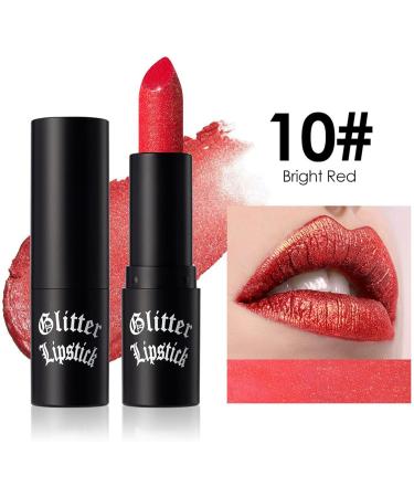 Pearlescent Lipstick | Transfer-Resistant Lip Gloss | Water and Smear Resistant 6 Glitter Red for Women Ideal for Day Parties Travel Appointments - Buy Online on GoSupps.com