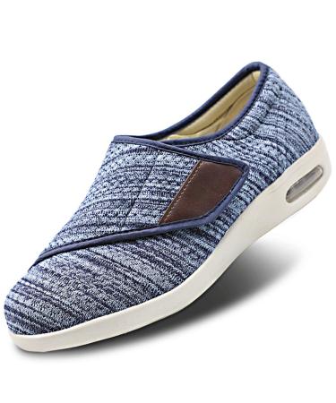Womens Stylish Diabetic Shoes Extra Wide Widths Walking Edema Sneakers Adjustable Strap Easy On/Off with 3 Pairs Insoles Replacement for Support Swollen Feet Light Blue 8 Light Blue