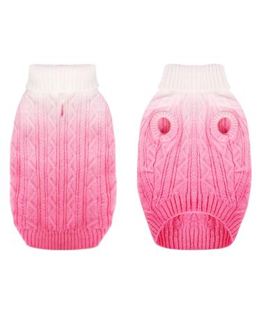Cit toile warm winter dog sweater soft and comfortable knitted dog coat Turtleneck pet clothing for the cold weather color gradient set for small medium pets pink M medium color gradient pink