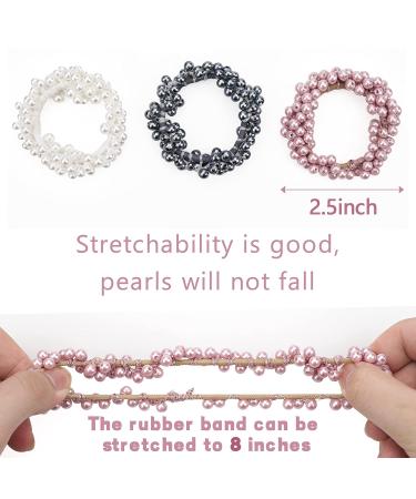 6pcs Pearl Hair Tie Elastic Beaded Scrunchies for Women and Girls - Buy Online on GoSupps.com