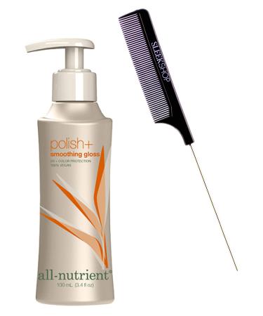All-Nutrient Polish + Smoothing Gloss Shine Humectant for Curly Frizzy (w/ Sleek Comb) Hair Oil Serum UV+ Color Protection 100% Vegan (3.4 oz / 100 ml) 3.4 Ounce / 100 ml