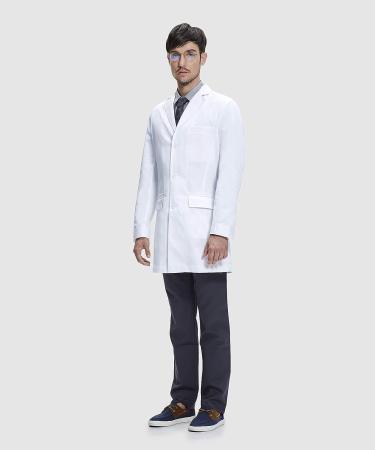 Dr. James Men's Slim Fit Lab Coat | White 36 Inch Length | Small | Multiple Pockets - Buy Online on GoSupps.com