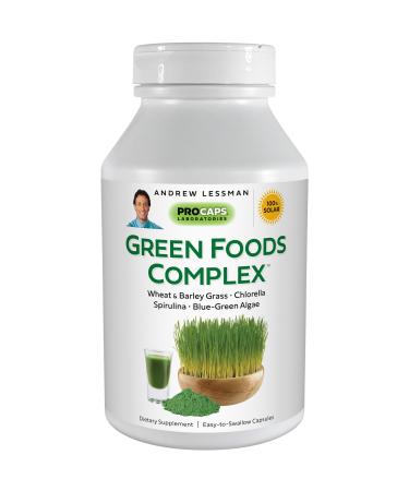 Andrew Lessman Green Foods Complex 360 Capsules Supplies Building Blocks for Healthy Tissue Growth and Liver Support. 100 mg Each of Barley Grass Wheat Grass Blue Green Algae Chlorella Spirulina 360 Count (Pack of 1)