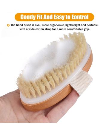 Dry Brushing Body Brush Set - Natural Bristle Exfoliating Scrub for Cellulite, Dead Skin Removal, Lymphatic Function Improvement, Blood Circulation Stimulation, and Skin Tightening - 2 PCS - Buy Online on GoSupps.com
