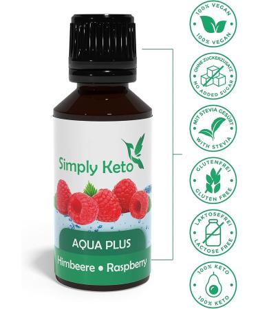 Simply Keto Aqua Plus Flavor Drops Raspberry 30ml Natural flavor drops without calories Syrup alternative for 12 liters of water with authentic taste Aspartame & Sugar Free - Buy Online on GoSupps.com