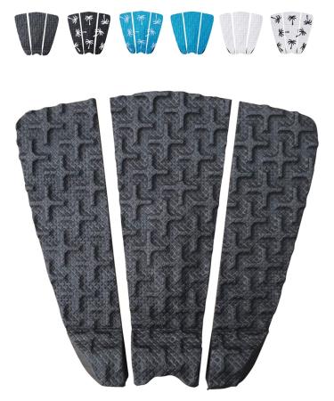 Ho Stevie! Premium Surfboard Traction Pad Choose Color 3 Piece, Full Size, Maximum Grip, 3M Adhesive, for Surfing or Skimboarding Black