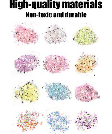 12 Jars Nail Art Glitter Sequins Set DIY Nail Art Stickers Manicure Decoration for Face Body Glitters Makeup Party Masquerade - Buy Online on GoSupps.com